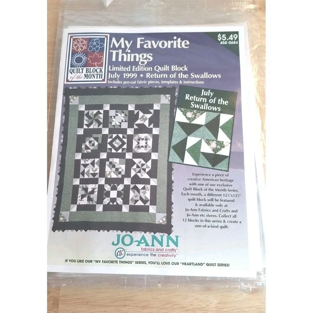 JoAnn My Favorite Things Lot Of Ten 1999 Limited Edition Quilt Block Mar-Dec New